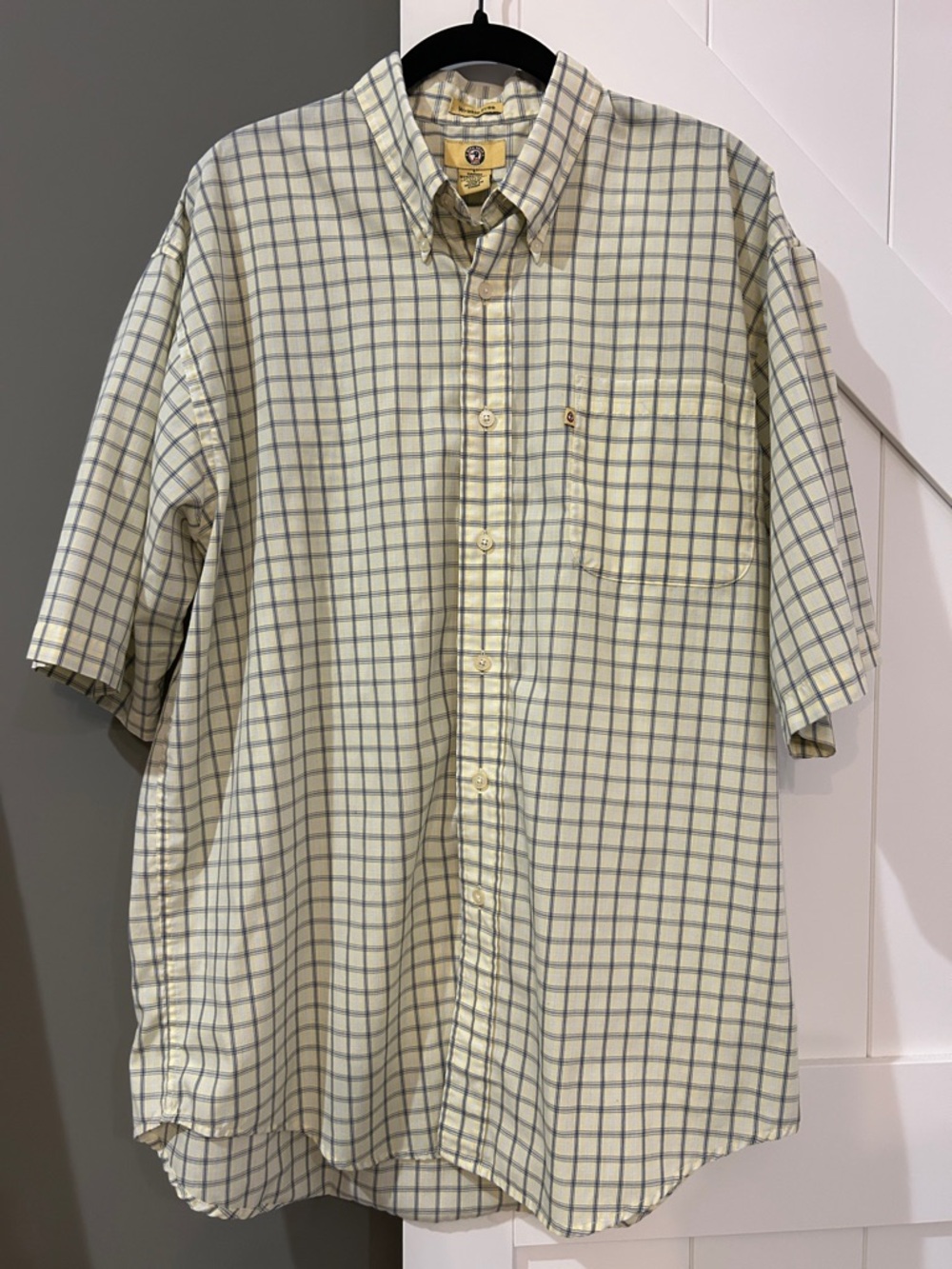 Duck Head Short-Sleeve Plaid Button-Down Shirt - Cream & Blue